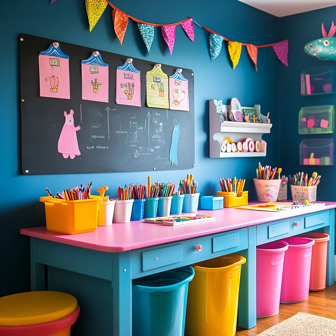 Sala de manualidades: tamaño, funcionalidad, usos, mobiliario y renovación