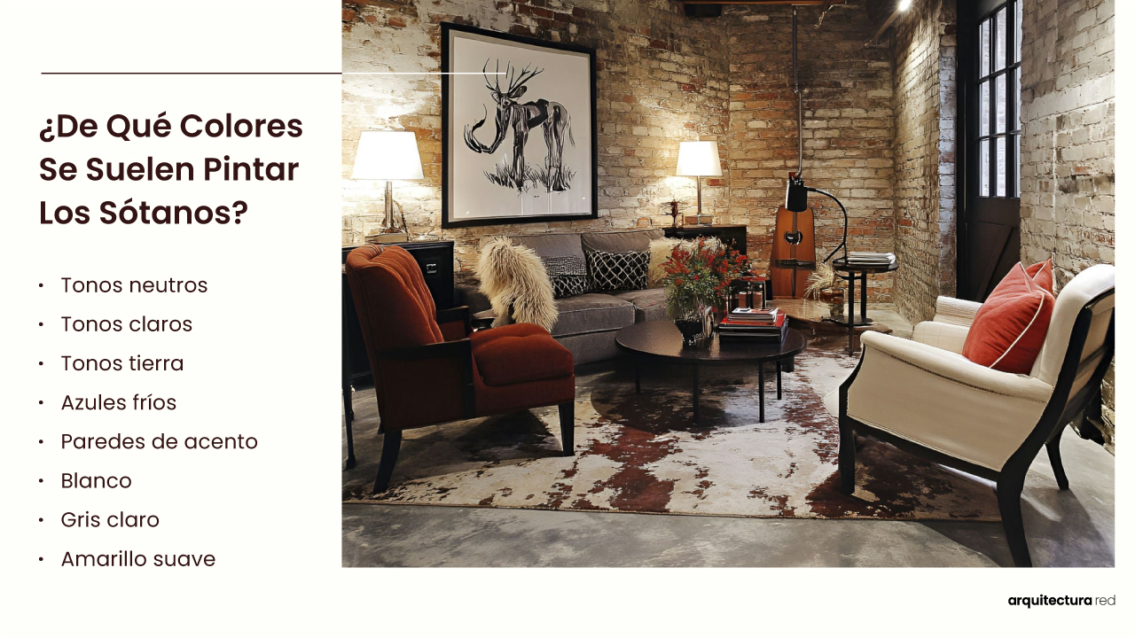 ¿Qué colores se utilizan habitualmente en las habitaciones de un sótano?