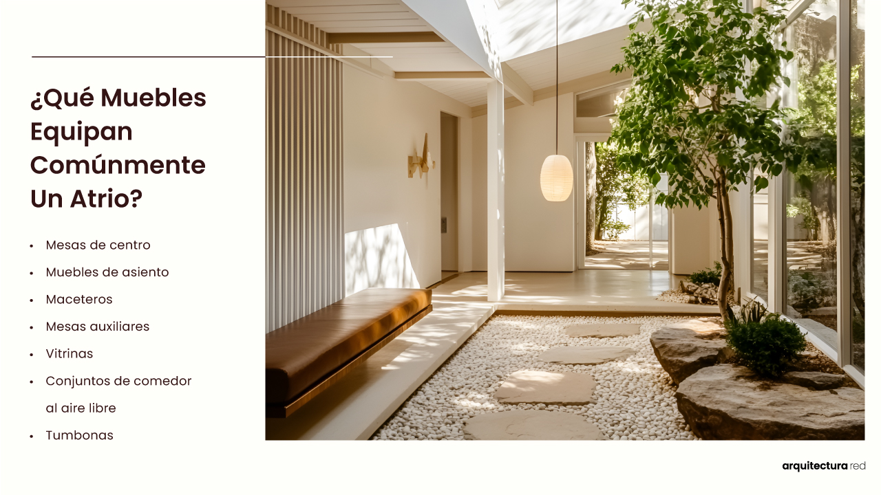 ¿Qué muebles se suelen encontrar en un atrio?