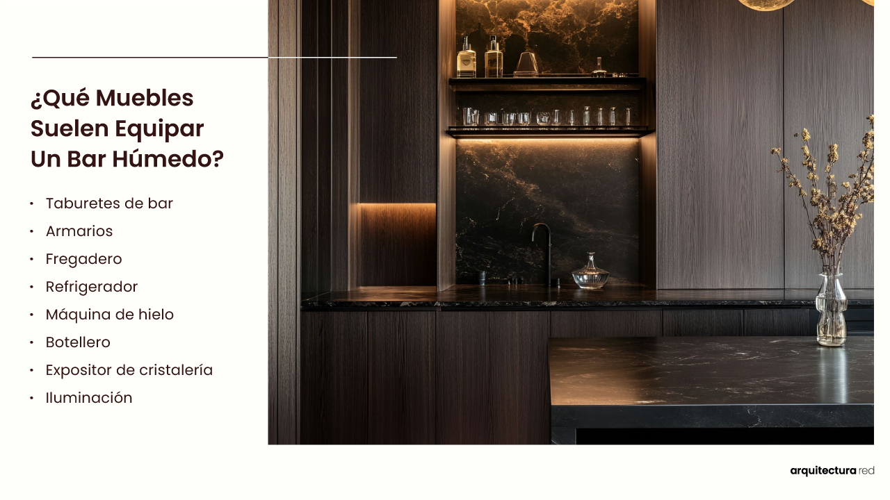 ¿Qué mobiliario equipa habitualmente un bar húmedo?
