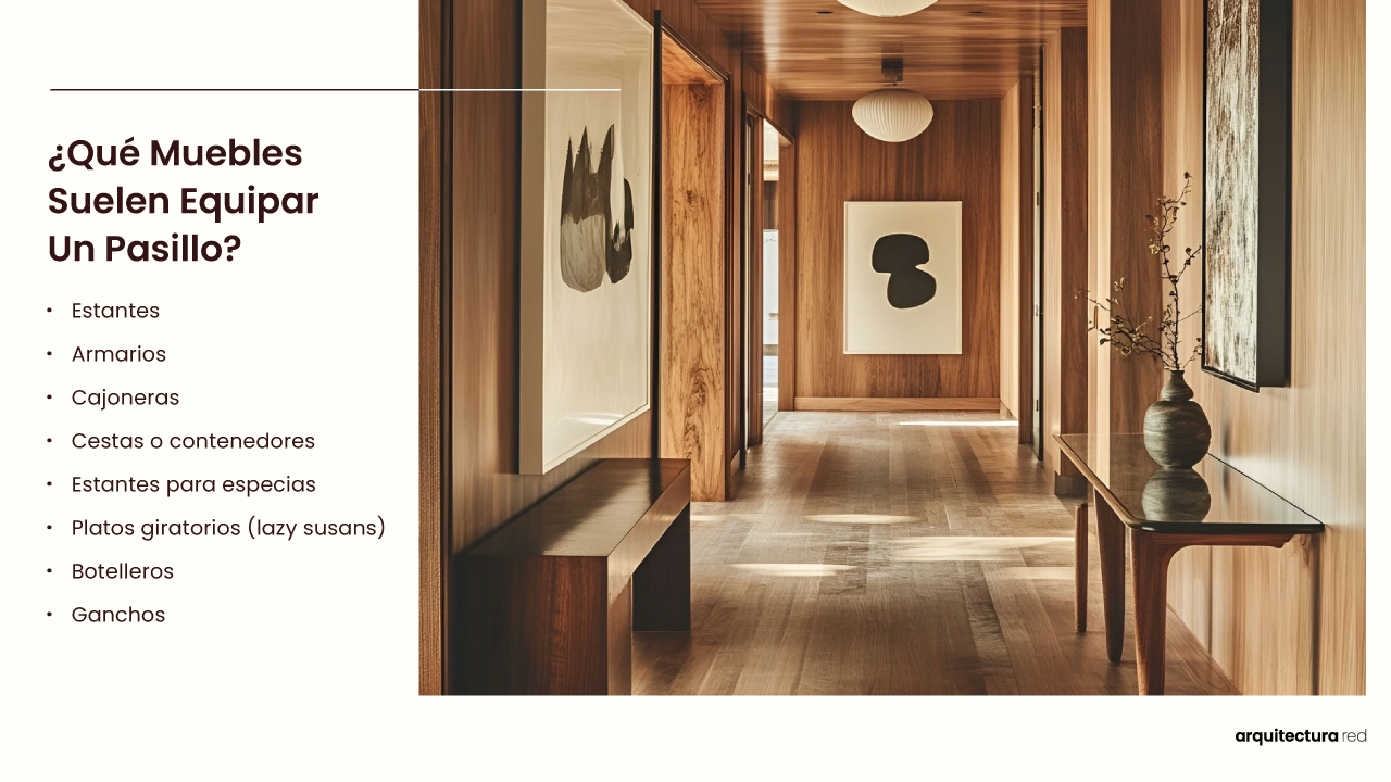¿Qué mobiliario suele equipar un pasillo?