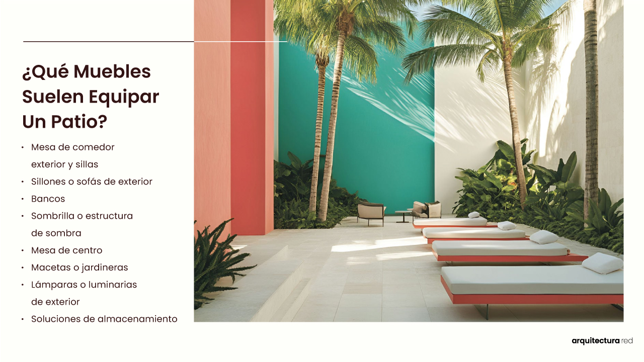 ¿Qué mobiliario suele equipar un patio interior?