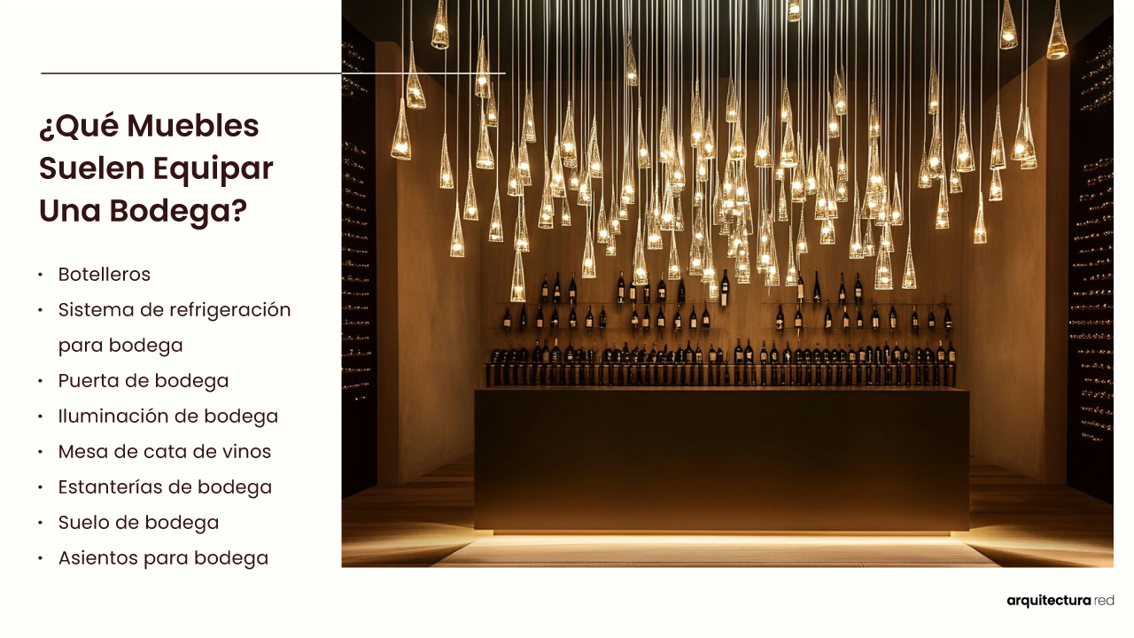 ¿Qué mobiliario suele equipar una bodega de vinos?