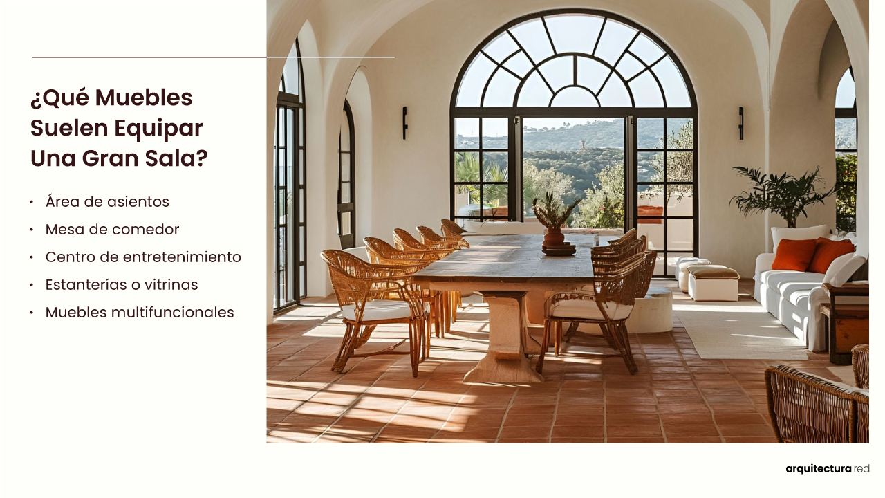 ¿Qué mobiliario equipa habitualmente un gran salón?