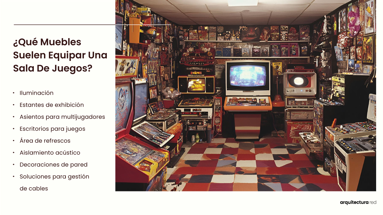 ¿Qué muebles suelen equipar una sala de juegos?