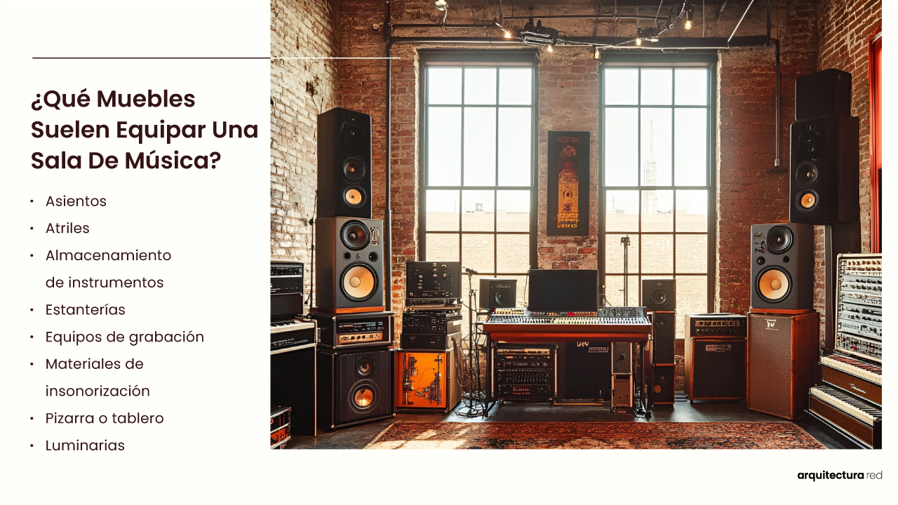 ¿Qué mobiliario equipa comúnmente una sala de música?