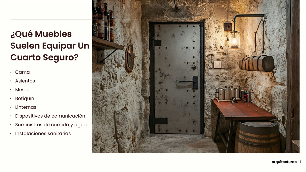 ¿Qué mobiliario equipa comúnmente una sala segura?