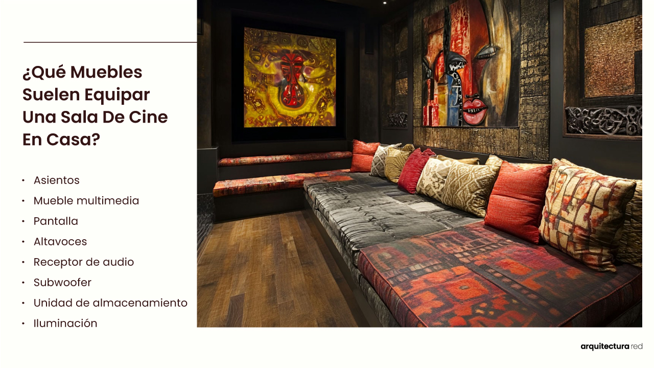 ¿Qué mobiliario equipa comúnmente un cine en casa?