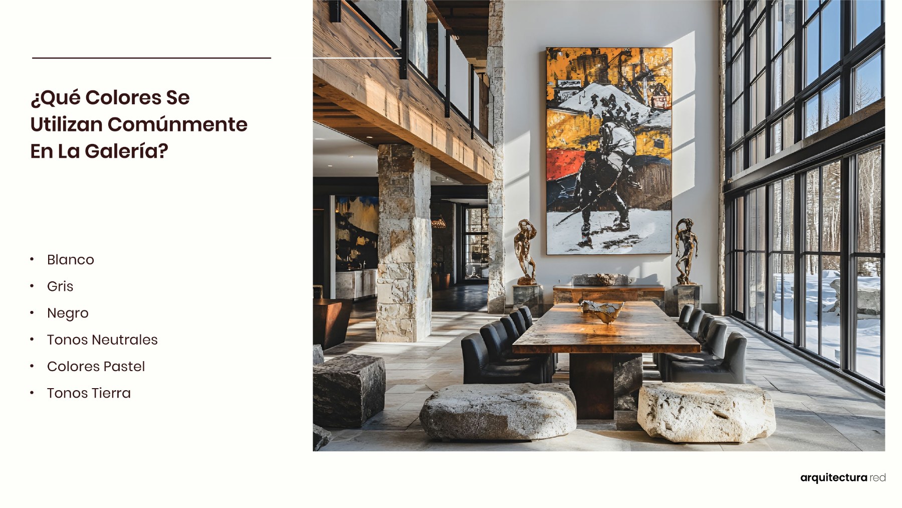¿Qué colores se utilizan comúnmente en las salas de galería?